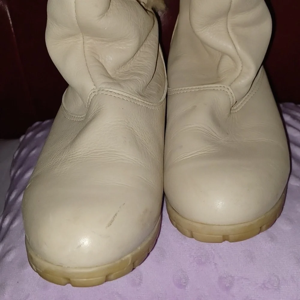 cougar beige cream lace up fur mid cuff boots size 9 - Picture 3 of 10